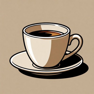 White cup of black coffee saucer