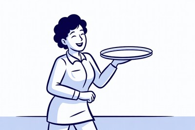 Woman holding serving tray