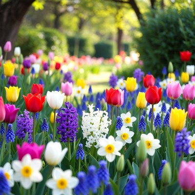 Colorful Tulip Garden Path