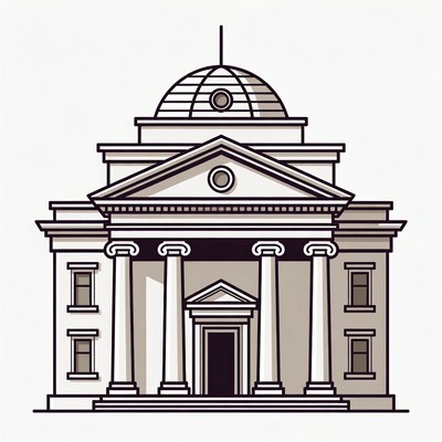 Classical Building with Dome and Columns