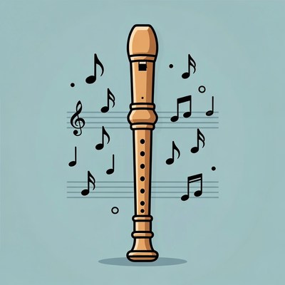 Oboe with musical notes illustration