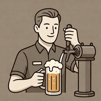 Man pouring beer from tap
