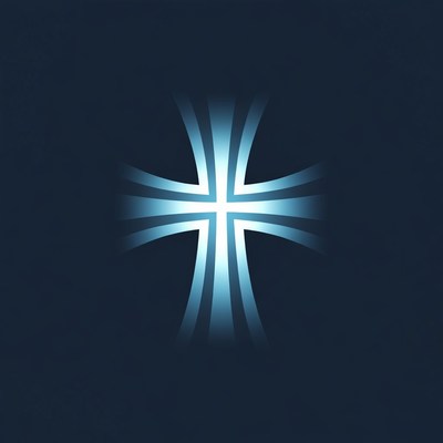 Glowing Blue Christian Cross