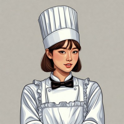 Asian woman in chef uniform