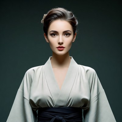 Asian woman in white kimono