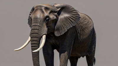 Elephant with long tusks