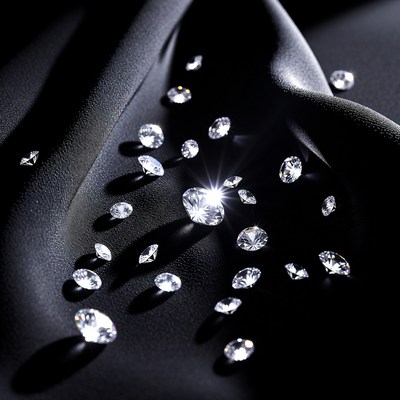 Diamonds scattered on black silk