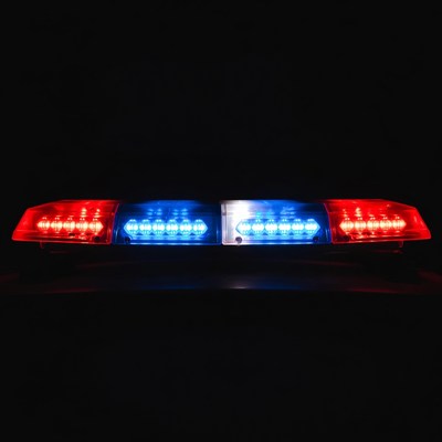 Police Lights Flashing on Black Background