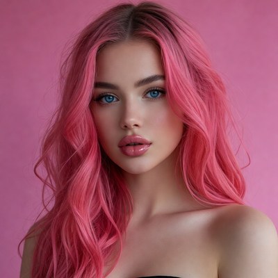 Woman with pink hair