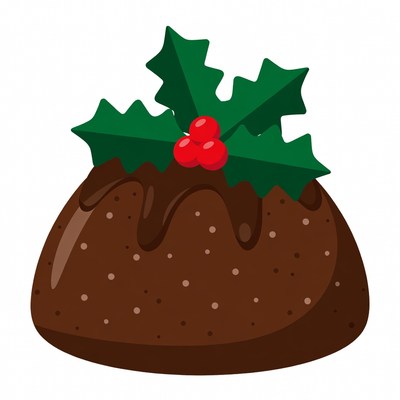 Christmas Pudding with Holly