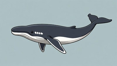 Blue whale illustration on light blue background