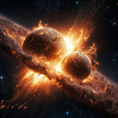 Colliding Planets Explosive Impact