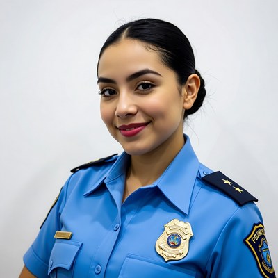 Latina woman in police uniform