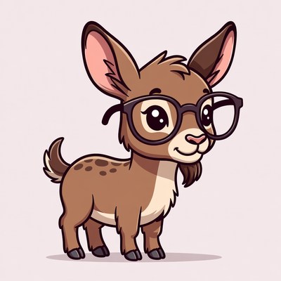 Cute cartoon baby deer wearing glasses