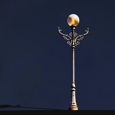 Vintage Street Lamp Glowing at Night
