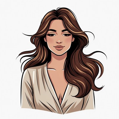 Beautiful woman with flowing brown hair