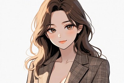 Anime girl in plaid blazer