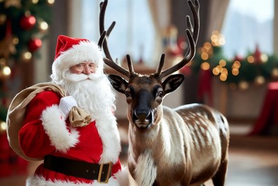 Santa Claus with reindeer