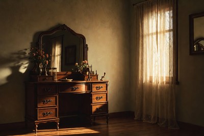 Vintage vanity with flowers