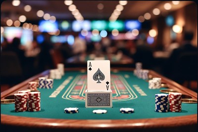 Ace of Spades on Poker Table