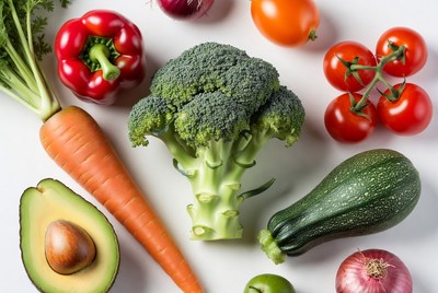 Fresh vegetables on white background