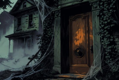 Haunted House with Spider Webs