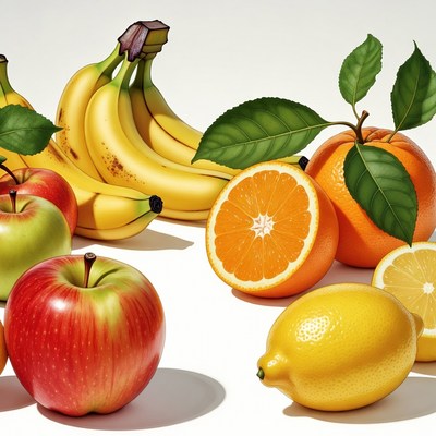 Fresh Apples Bananas Oranges Lemons