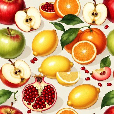 Fresh Fruits Seamless Pattern Illustration