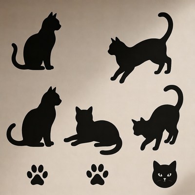 Black Cat Silhouettes Illustration