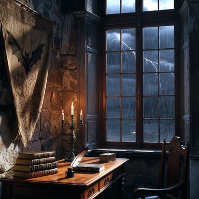 Medieval Castle Room Stormy Night