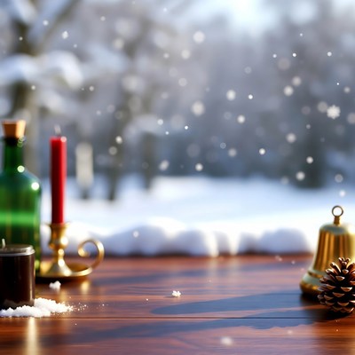 Winter Candle Green Bottle Pinecone Bell