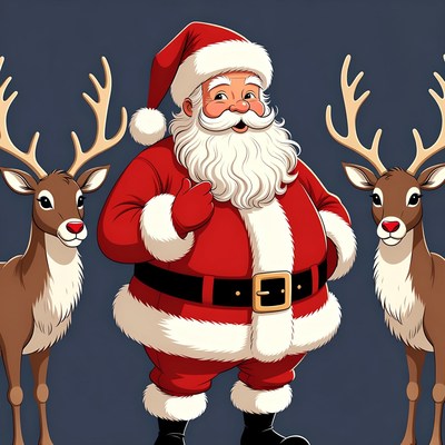 Santa Claus with reindeer