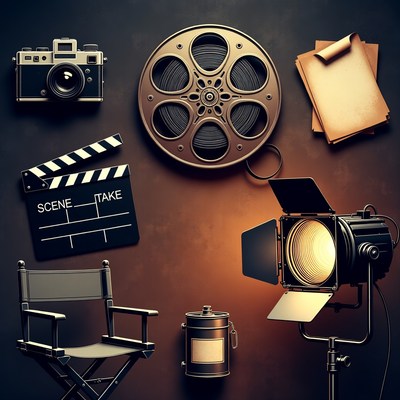 Movie Production Equipment Flat Lay