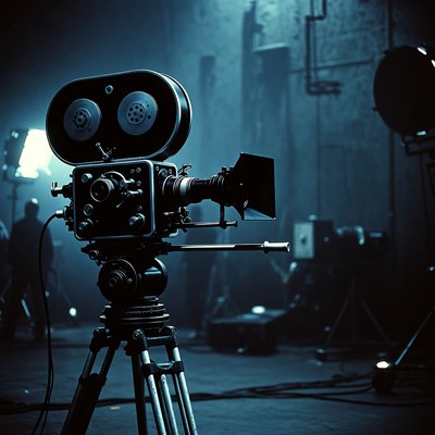 Vintage Film Camera on Studio Tripod