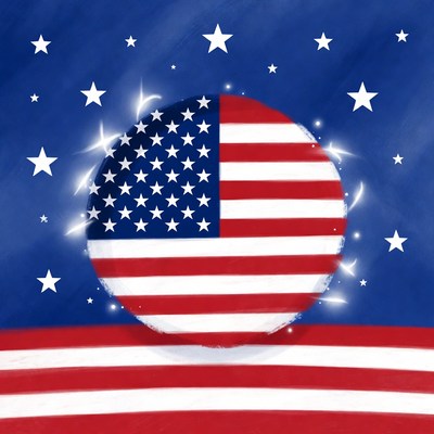 Glowing American Flag with Stars