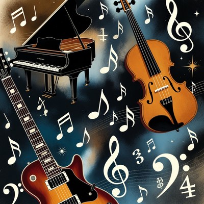 Musical Instruments with Flying Notes