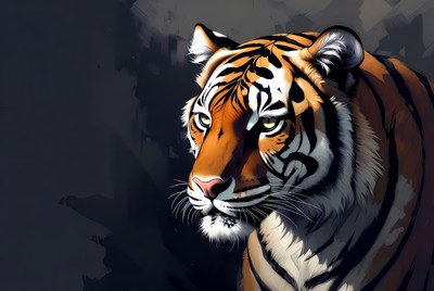 Close-up tiger portrait illustration