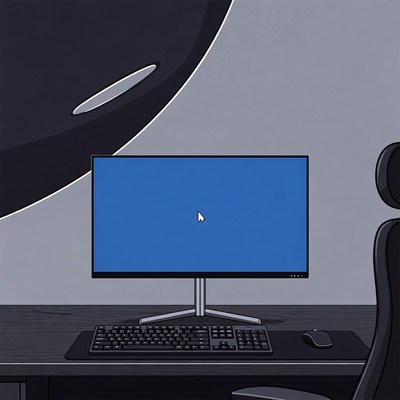 Computer monitor on desk illustration