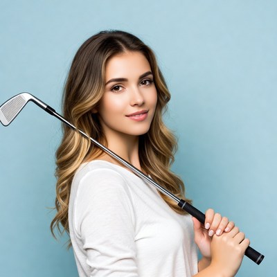 Woman holding golf club