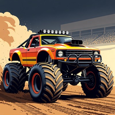 Orange Monster Truck Racing