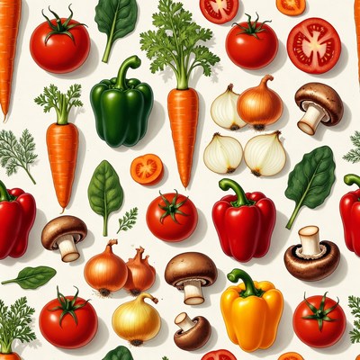 Fresh Vegetables Seamless Pattern