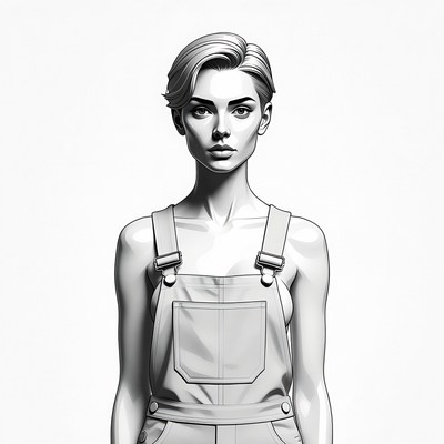 Woman in overalls illustration