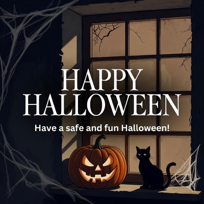 Happy Halloween Window with Jack-o-Lantern