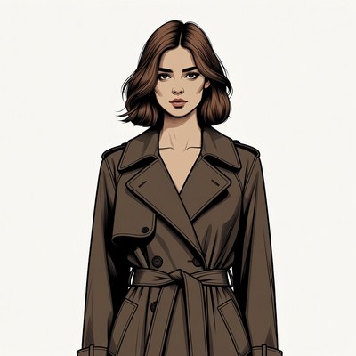 Woman in brown trench coat