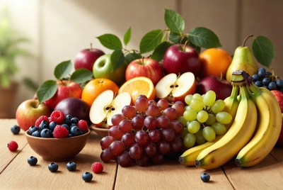 Fresh Fruit Assortment on Wooden Table