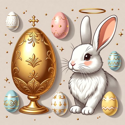 Cute Bunny with Easter Eggs