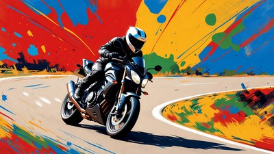 Man riding motorcycle on curvy road