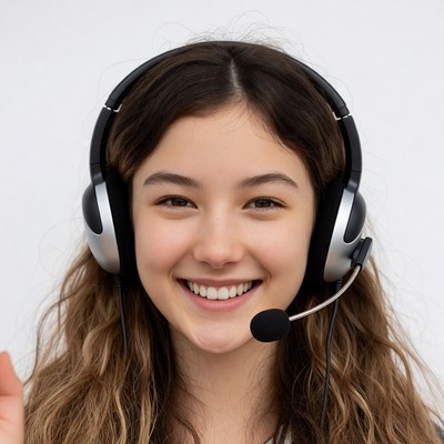Asian girl smiling with headset