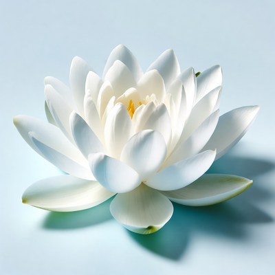 White lotus flower on blue background