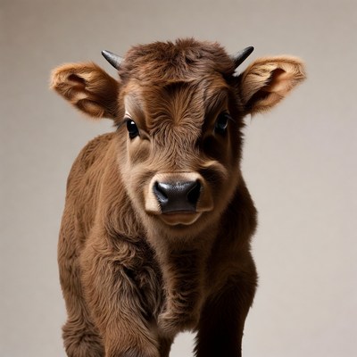 Cute brown calf close-up